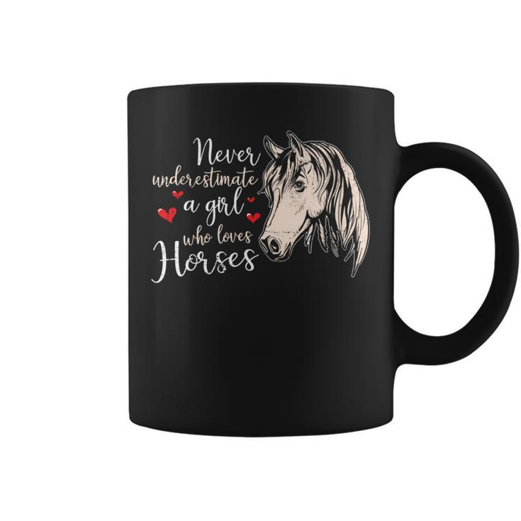 Never Underestimate A Girl Who Loves Horses Horse Girl Farm Coffee Mug