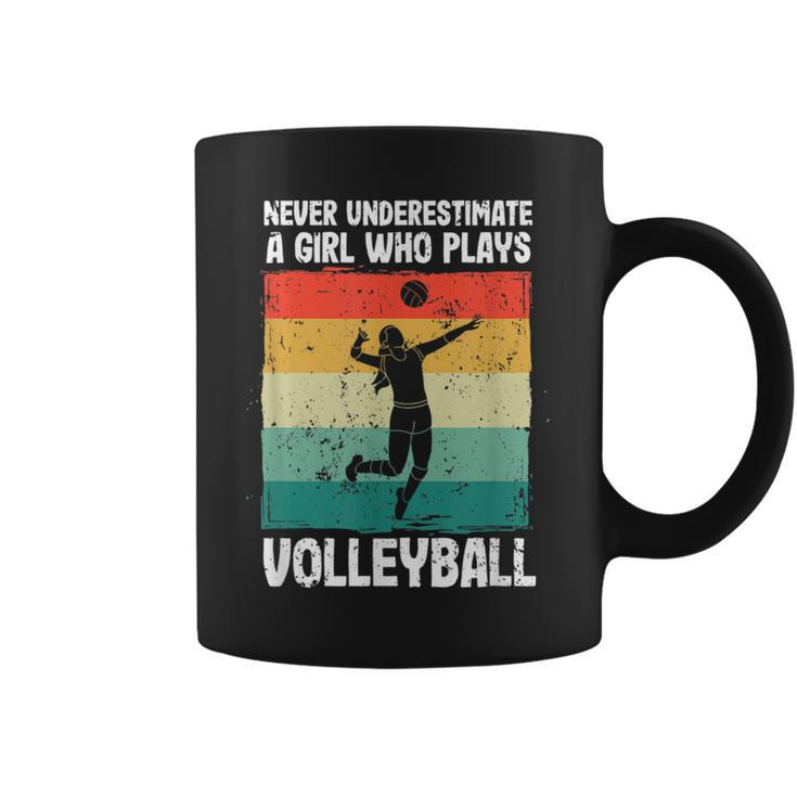 Never Underestimate A Girl Who Plays Volleyball Player Girls Coffee Mug
