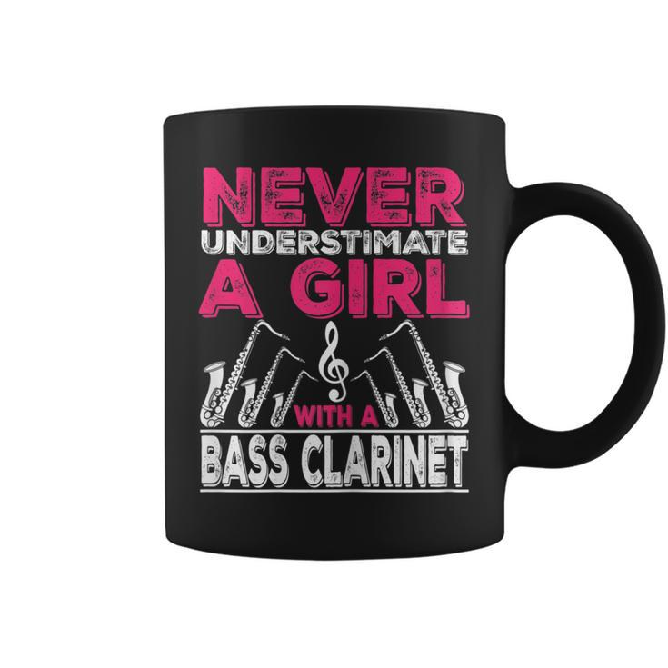 Never Underestimate A Girl With A Bass Clarinet Bass Funny Gifts Coffee Mug