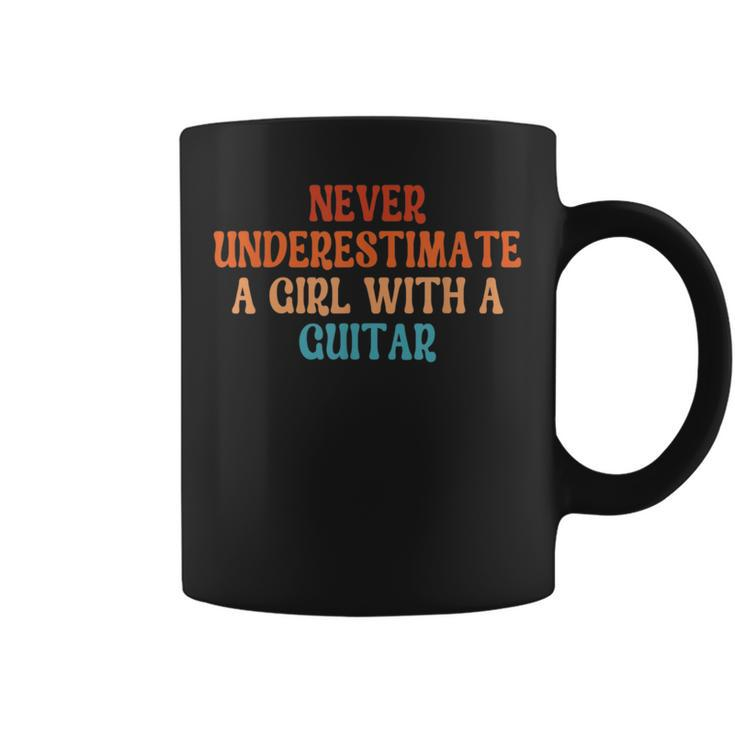 Never Underestimate A Girl With A Guitar Retro Funny Guitar Coffee Mug
