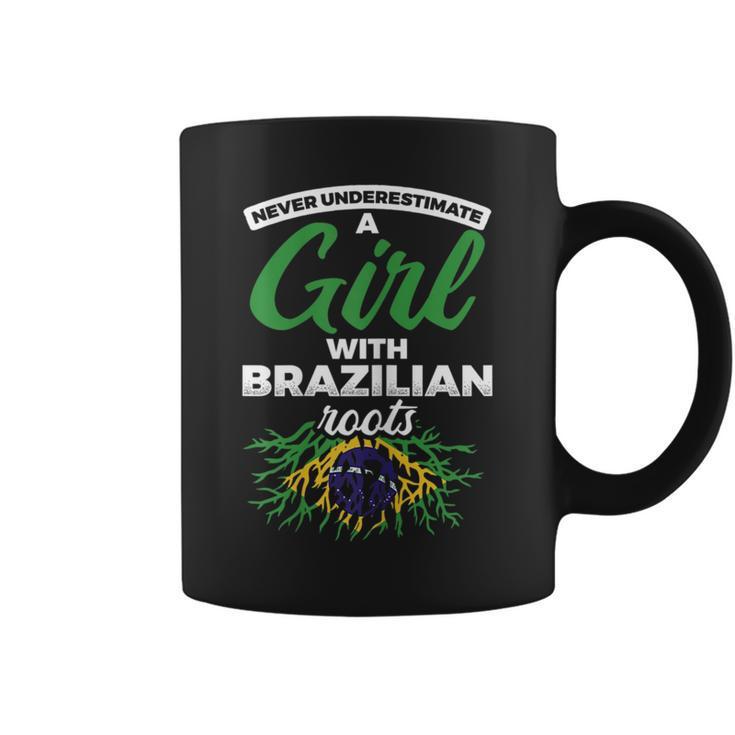 Never Underestimate A Girl With Brazilian Roots Brazil Brazil Funny Gifts Coffee Mug