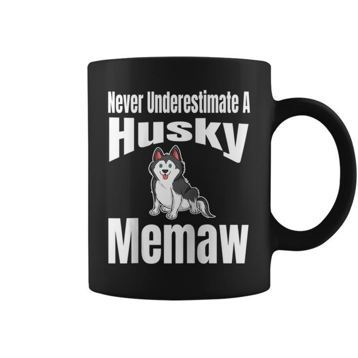Never Underestimate A Husky Memaw Dog Lover Owner Funny Pet Coffee Mug