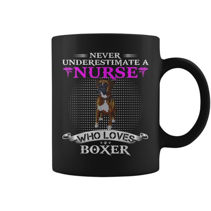 Never Underestimate A Nurse Who Loves Boxer Funny Dog Lover Coffee Mug