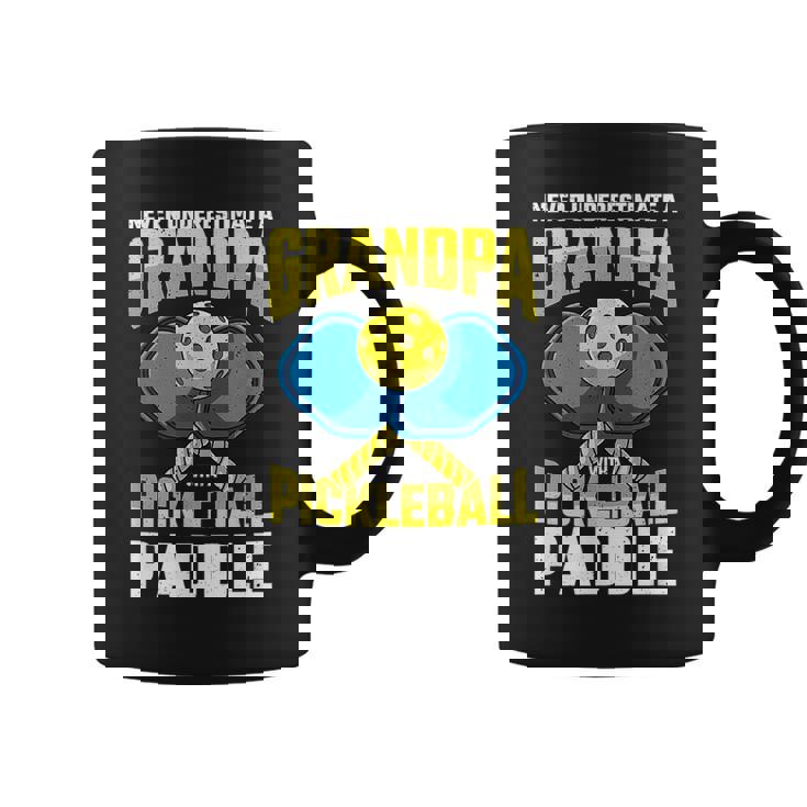 Never Underestimate A Pickleball Grandpa Player Vintage Gift For Mens Coffee Mug
