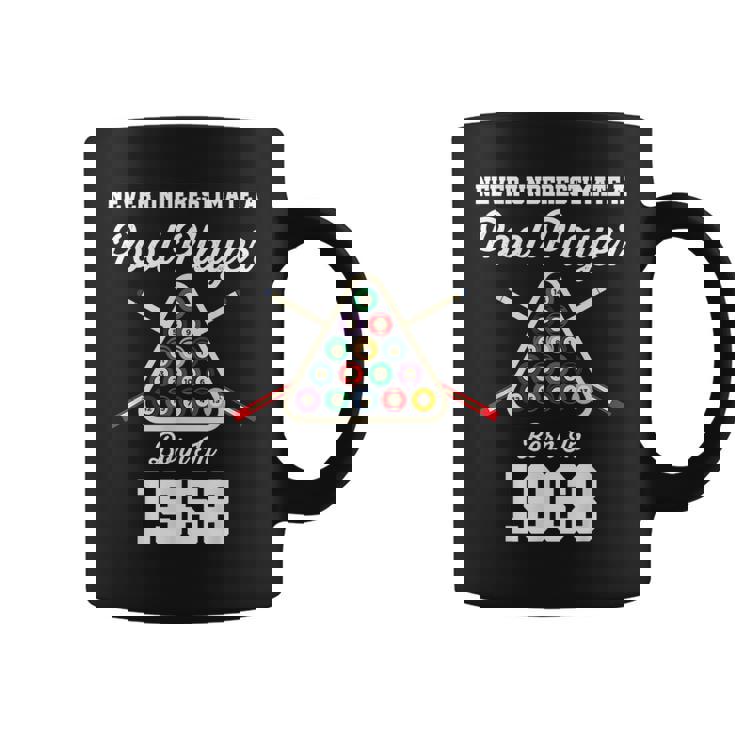 Never Underestimate A Pool Player Born In 1968 55Th Birthday Coffee Mug