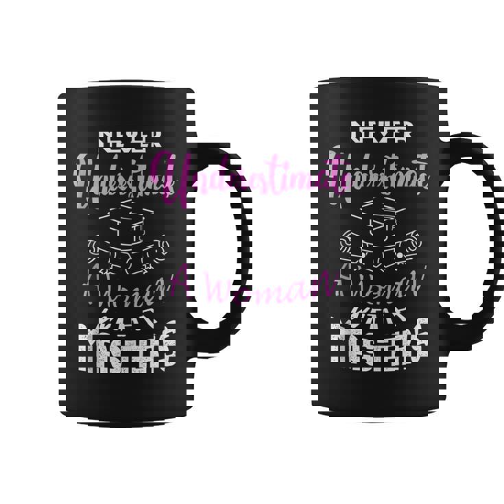Never Underestimate A Woman With A Masters Degree Graduate Coffee Mug