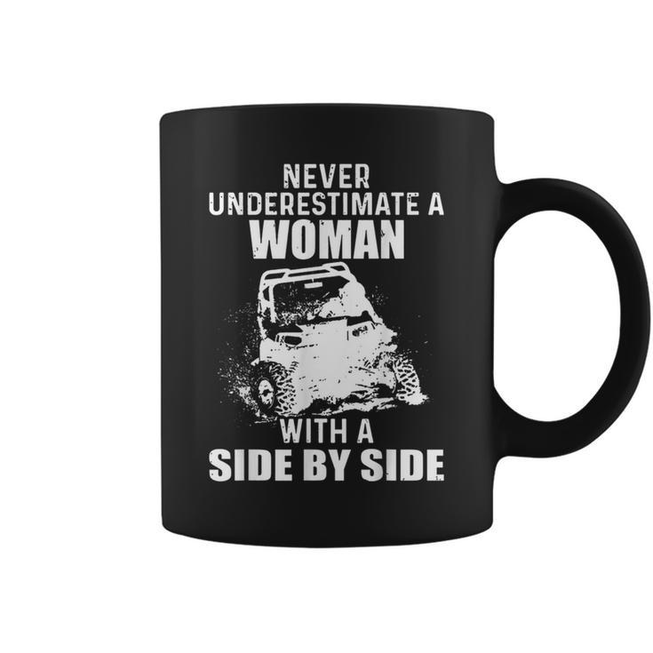 Never Underestimate A Woman With A Side By Side Coffee Mug