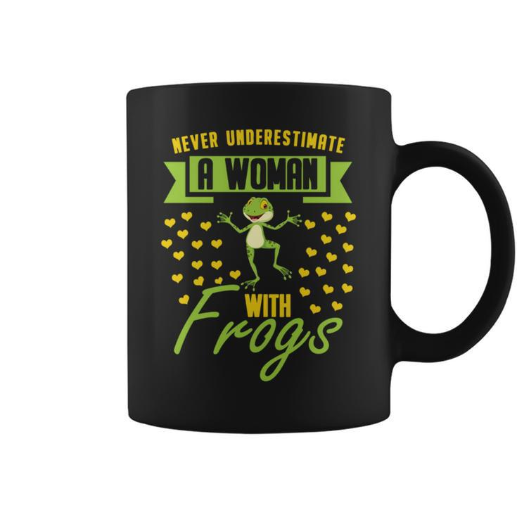 Never Underestimate A Woman With Frogs Toad Gift Frog Gifts For Frog Lovers Funny Gifts Coffee Mug