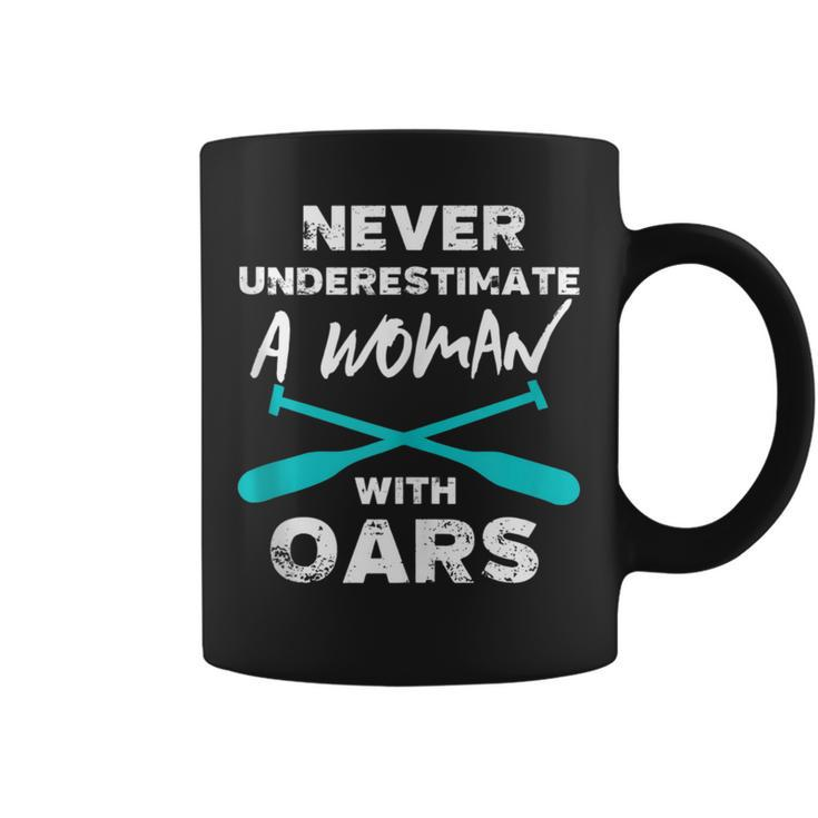 Never Underestimate A Woman With Oars Rowing Kayaking Crew Coffee Mug