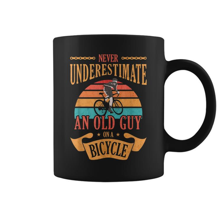 Never Underestimate An Old Guy On A Bicycle Cycling Cycling Funny Gifts Coffee Mug