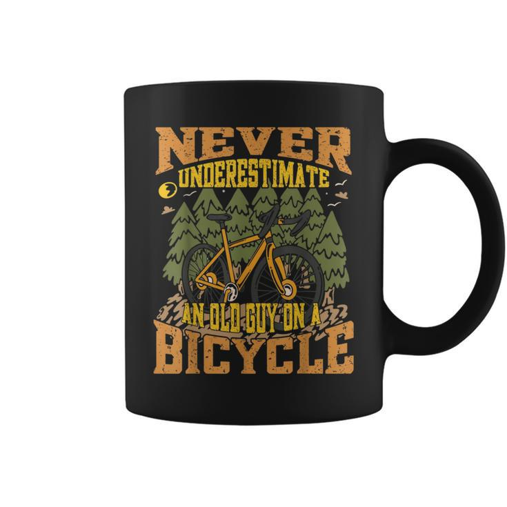 Never Underestimate An Old Guy On A Bicycle Funny Cycling Cycling Funny Gifts Coffee Mug