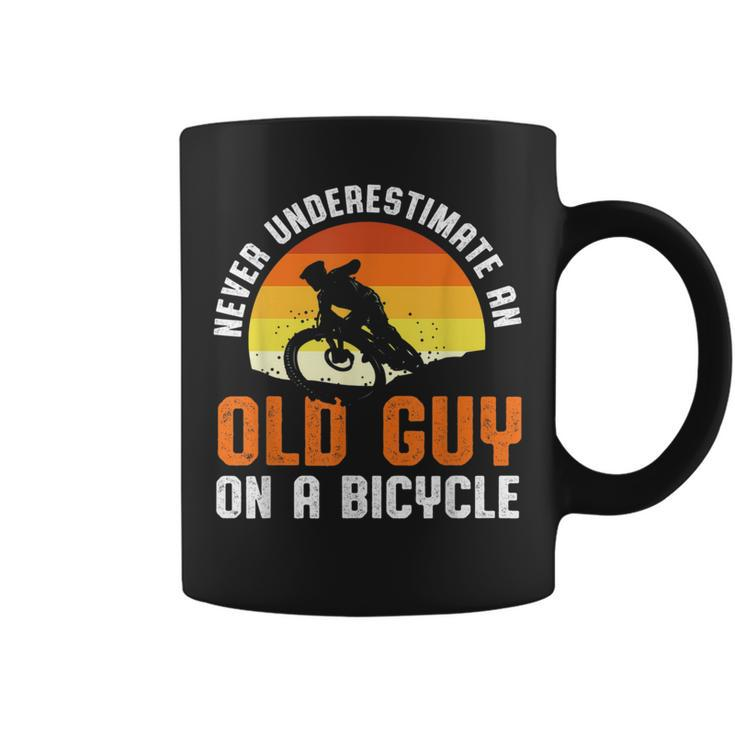 Never Underestimate An Old Guy On A Bicycle Funny Riders Dad Coffee Mug