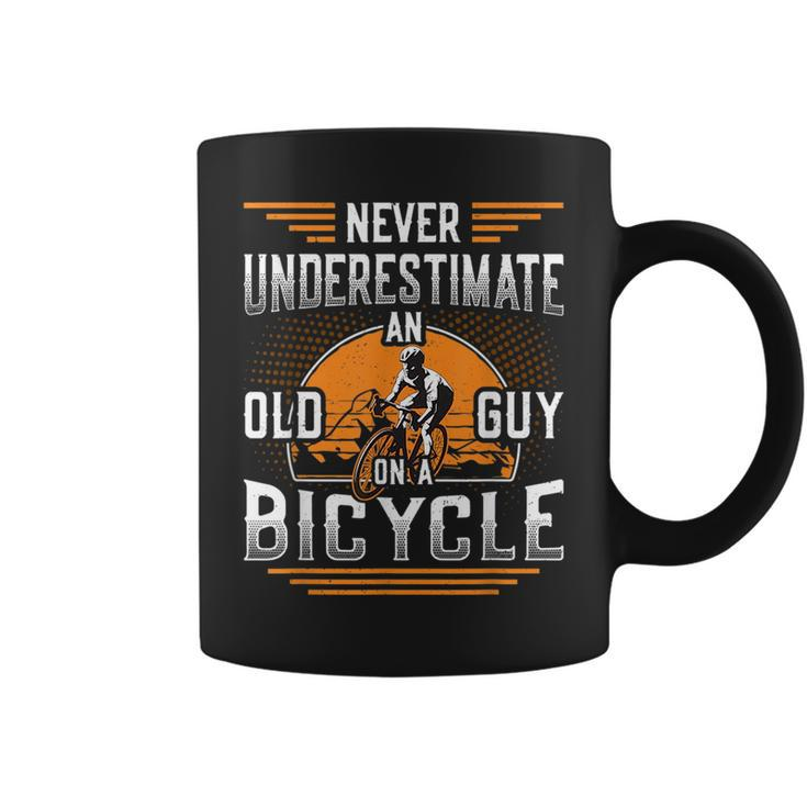 Never Underestimate An Old Guy On A Bicycle Old Guy Bike Gift For Mens Coffee Mug