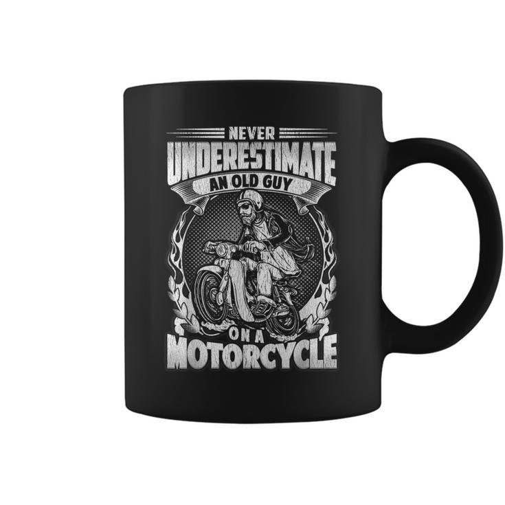 Never Underestimate An Old Guy On A Motorcycle Scooter Biker Biker Funny Gifts Coffee Mug