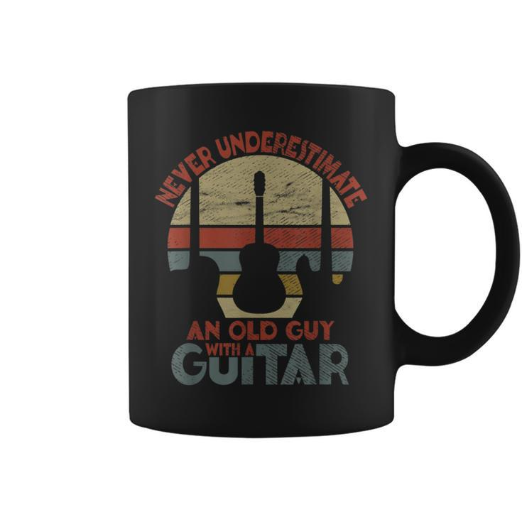 Never Underestimate An Old Guy With A Guitar Funny Guitar Gift For Mens Coffee Mug