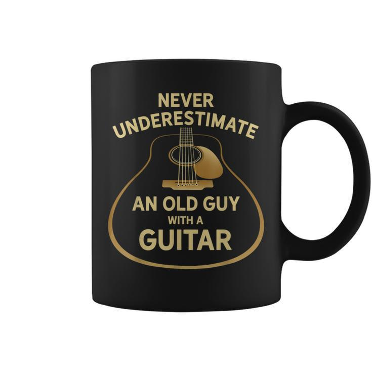 Never Underestimate An Old Guy With A Guitar Guitar Funny Gifts Coffee Mug