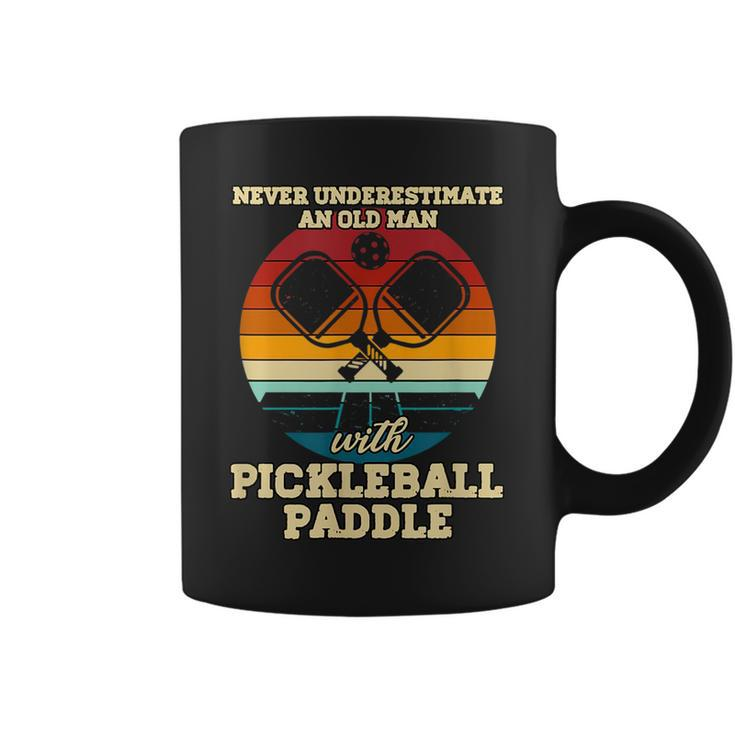 Never Underestimate An Old Guy With Pickleball Paddle Funny Coffee Mug