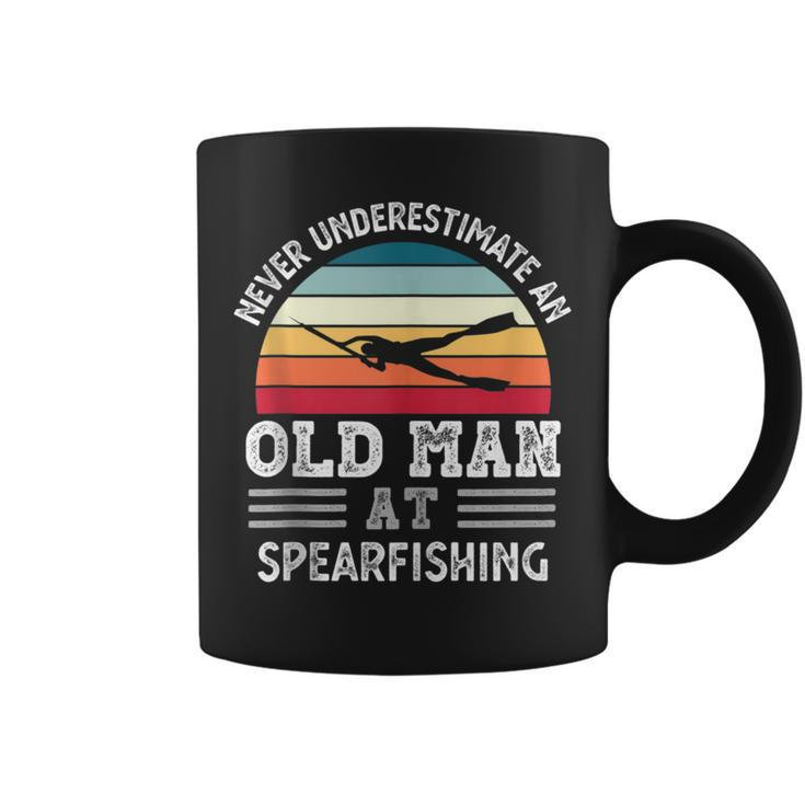 Never Underestimate An Old Man At Spearfishing Fathers Day Gift For Mens Coffee Mug