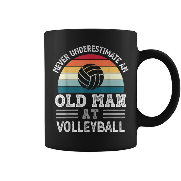 Never Underestimate An Old Man At Volleyball Fathers Day Gift For Mens Coffee Mug