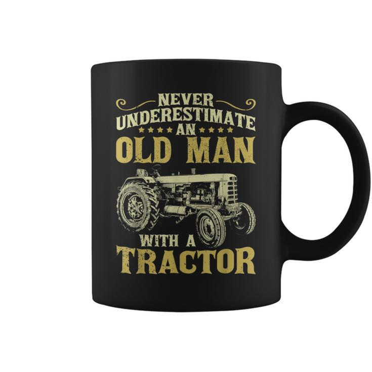 Never Underestimate An Old Man Funny Tractor Farmer Dad Gift For Mens Coffee Mug