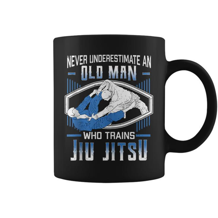 Never Underestimate An Old Man Jiu Jitsu Martial Arts Old Man Funny Gifts Coffee Mug