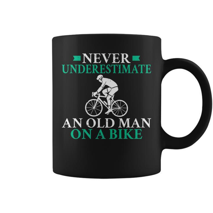 Never Underestimate An Old Man On A Bike Biking Bike Bicycle Coffee Mug