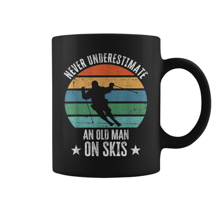Never Underestimate An Old Man On Skis Funny Skier Gift Gift For Mens Coffee Mug