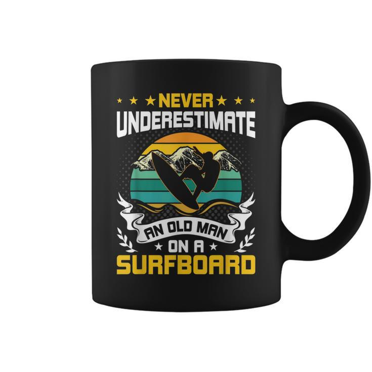 Never Underestimate An Old Man On Surfboard Surfing Coffee Mug
