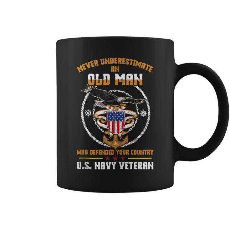 Never Underestimate An Old Man Us Navy Military Veteran Gift Veteran Funny Gifts Coffee Mug
