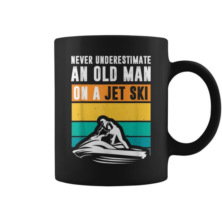 Never Underestimate An Old Man Water Sport Funny Jet Ski Old Man Funny Gifts Coffee Mug