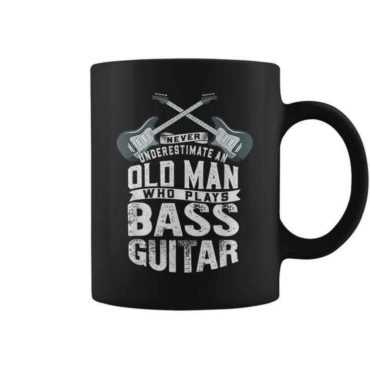 Never Underestimate An Old Man Who Plays Bass Guitar Vintage Gift For Mens Coffee Mug