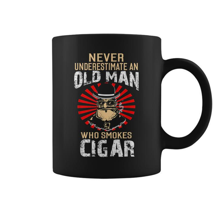 Never Underestimate An Old Man Who Smokes Cigar Coffee Mug