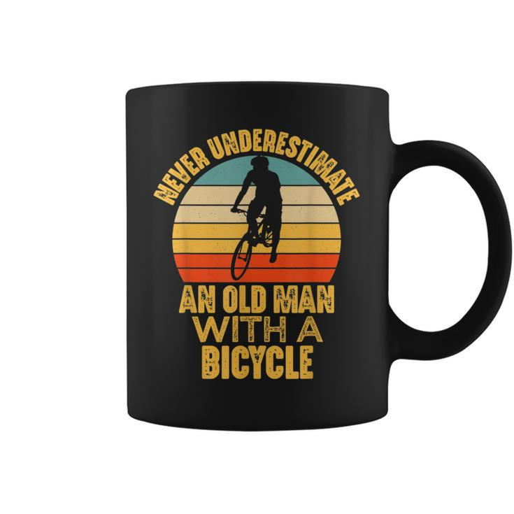 Never Underestimate An Old Man With A Bicycle Funny Cycling Coffee Mug