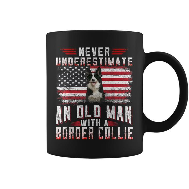 Never Underestimate An Old Man With A Border Collie Vintage Old Man Funny Gifts Coffee Mug
