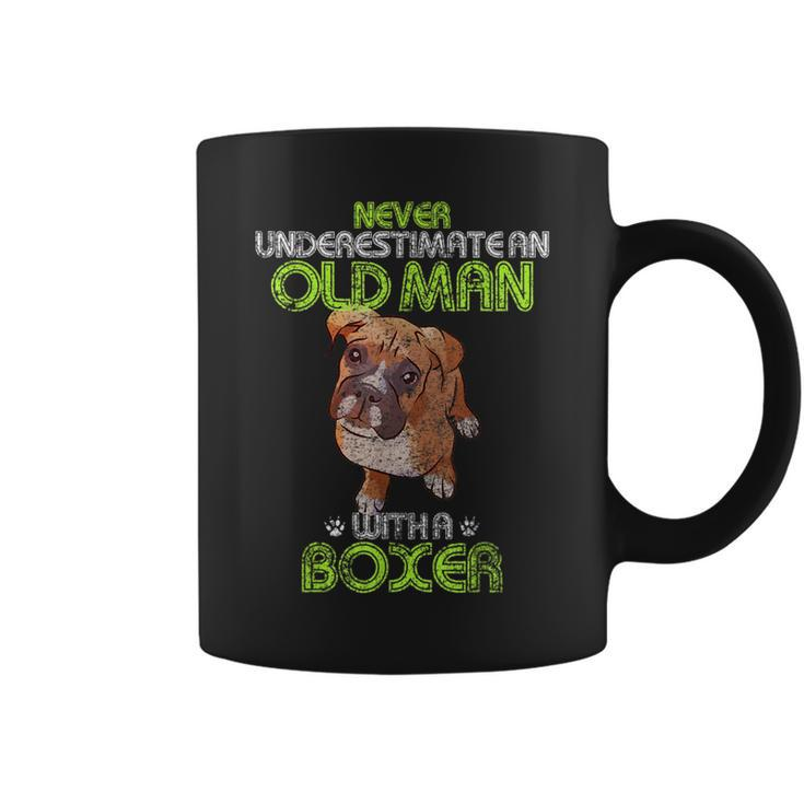 Never Underestimate An Old Man With A Boxer Funny Dog Lover Gift For Mens Coffee Mug