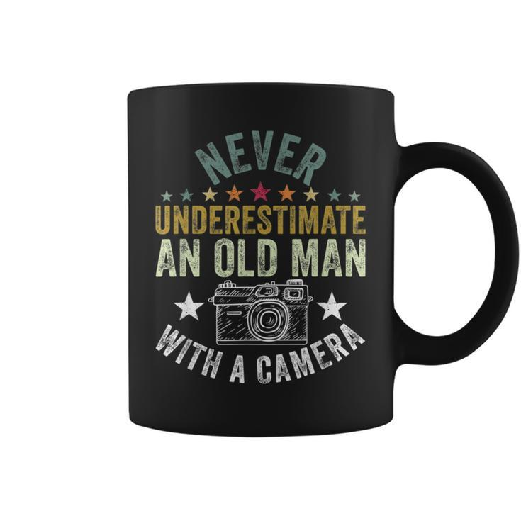 Never Underestimate An Old Man With A Camera Lover Cameraman Old Man Funny Gifts Coffee Mug
