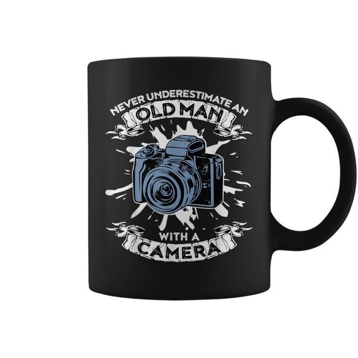 Never Underestimate An Old Man With A Camera Old Man Funny Gifts Coffee Mug