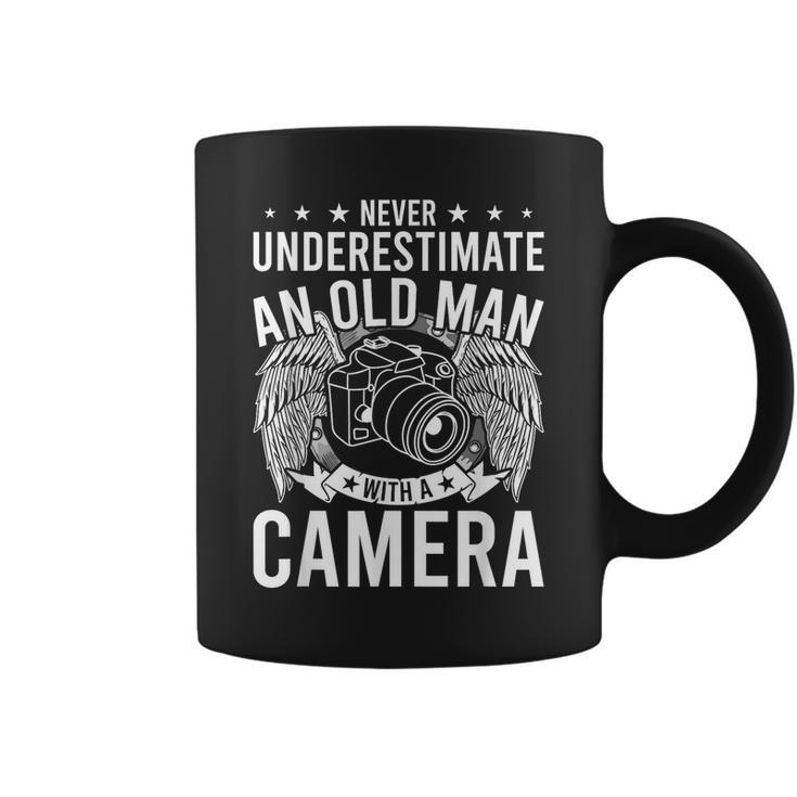 Never Underestimate An Old Man With A Camera Photographer Old Man Funny Gifts Coffee Mug