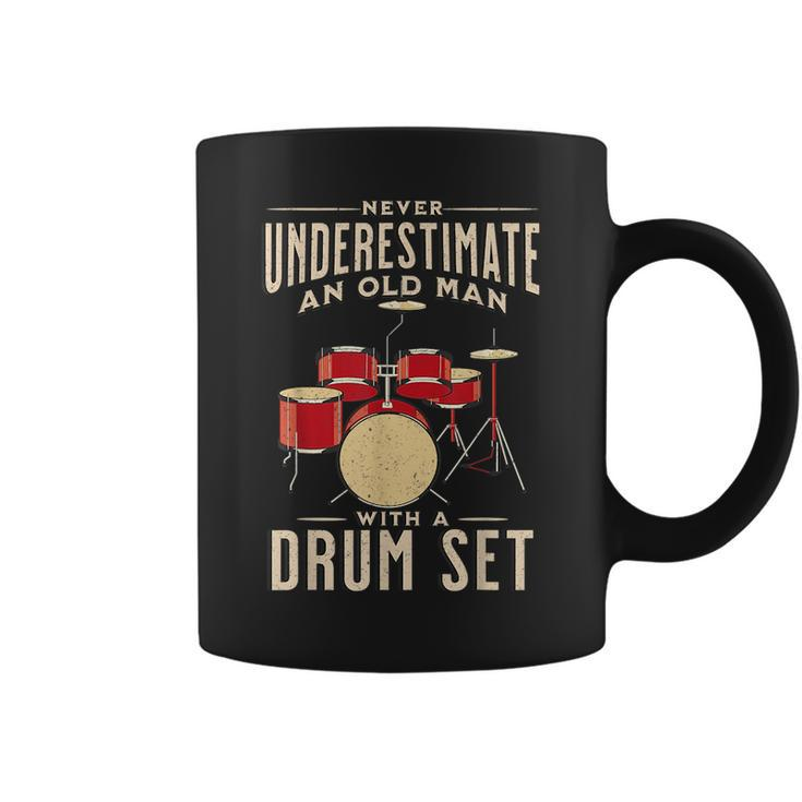 Never Underestimate An Old Man With A Drum Set Musician Old Man Funny Gifts Coffee Mug