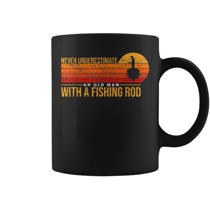 Never Underestimate An Old Man With A Fishing Rod Funny Fish Coffee Mug