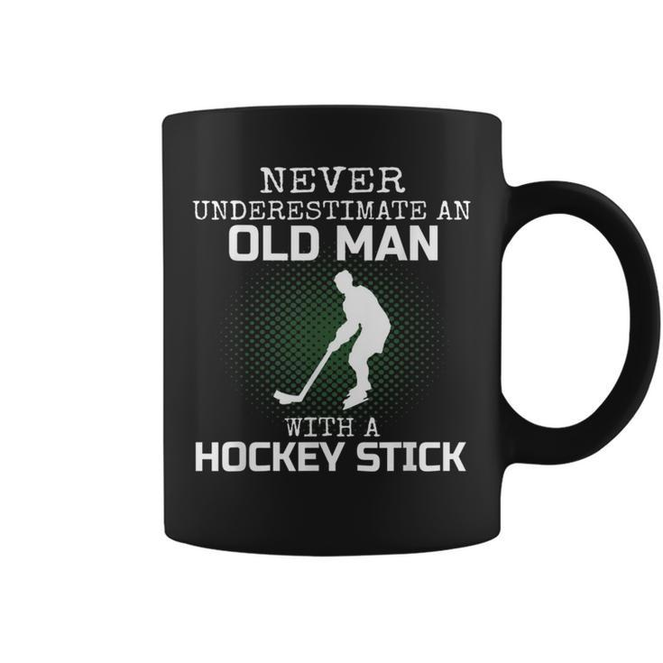 Never Underestimate An Old Man With A Hockey Stick Mens Dad Coffee Mug