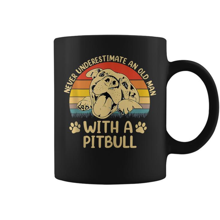 Never Underestimate An Old Man With A Pitbull Pitties Dogs Coffee Mug