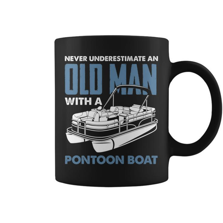 Never Underestimate An Old Man With A Pontoon Boat Captain Gift For Mens Coffee Mug