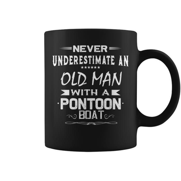 Never Underestimate An Old Man With A Pontoon Boat Funny Coffee Mug