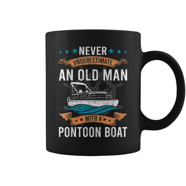 Never Underestimate An Old Man With A Pontoon Boat Gift Coffee Mug