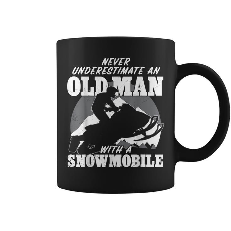 Never Underestimate An Old Man With A Snowmobile Gift Idea Gift For Mens Coffee Mug