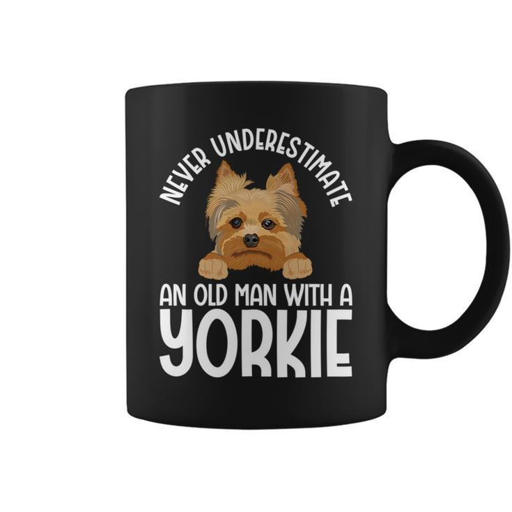 Never Underestimate An Old Man With A Yorkie Coffee Mug