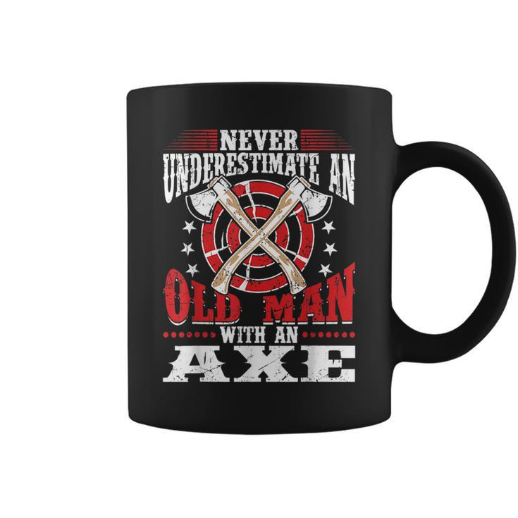 Never Underestimate An Old Man With An Axe Throwing Dad Coffee Mug
