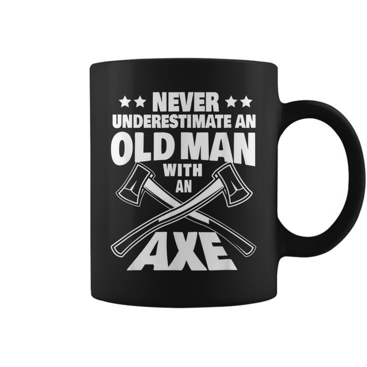 Never Underestimate An Old Man With An Axe Throwing Dad Gift For Mens Coffee Mug