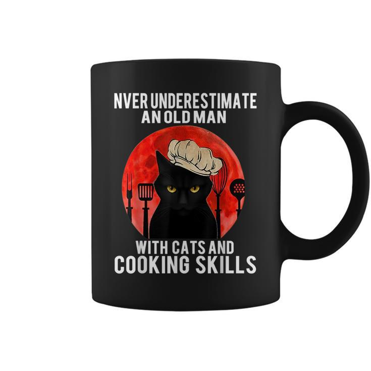 Never Underestimate An Old Man With Cats And Cooking Skill Old Man Funny Gifts Coffee Mug